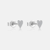 Silver Heart-shaped Zircon Stud Earrings