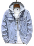 Detachable Hooded Denim Jacket Men