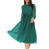 Vacation Style Polka Dot Long Sleeve Maxi Dress
