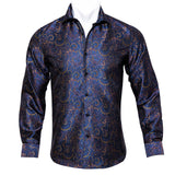 Floral Long Sleeve Silk Shirts Men