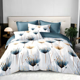 3-piece Set Of Simple And Fresh Blue And White Floral Duvet Cover