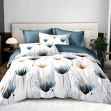 3-piece Set Of Simple And Fresh Blue And White Floral Duvet Cover