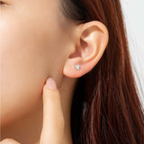 Silver Heart-shaped Zircon Stud Earrings