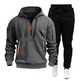 Men's Hooded Multi-Pocket Pullover Sweatshirt
