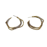 Gold Plated Two-tone 925 Silver Pin Earrings