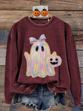 Women's Creative Halloween Printed Crew Neck Sweatshirt