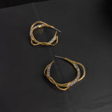 Gold Plated Two-tone 925 Silver Pin Earrings