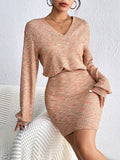 Women's Clothing - Honey Lace Detail V-Neck Mini Dress