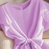 Women's Elegant Short-sleeved Thin Shirt Lace-up Pullover