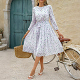 Vacation Style Polka Dot Long Sleeve Maxi Dress