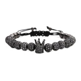 Micro Inlaid Zircon Rhinestone Ball Crown Woven Adjustable Bracelet
