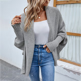 New Loose Knitted Sweater Solid Color Bat Sleeve