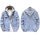Detachable Hooded Denim Jacket Men
