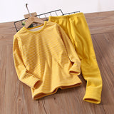 Children's Simple Plus Velvet Thermal Underwear Set