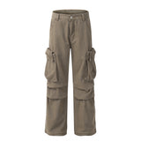 Punk Wash Denim Cargo Pants Trousers Men