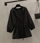 Fashionable Personality Waist Tie Thin Shirt Top