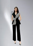 Stylish Black Checkered Top & Bottom Set for Women
