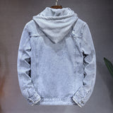 Detachable Hooded Denim Jacket Men
