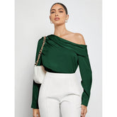 Ruched One Shoulder Long Sleeve Top