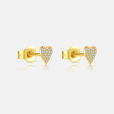 Silver Heart-shaped Zircon Stud Earrings