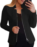 Solid Color Long-sleeve Zipper Suit Top