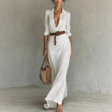 Elegant Button Lapel Long-sleeved Shirt Dresses