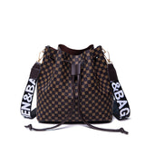 Printed Bucket Bag PU Multi Layer Soft Leather