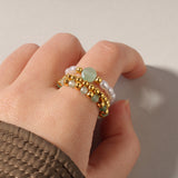 Vintage Red Agate Natural Stone Ring For Women
