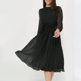 Vacation Style Polka Dot Long Sleeve Maxi Dress