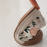 Girls Sneakers Soft Bottom Embroidered Flowers Sweet Retro