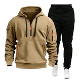 Men's Hooded Multi-Pocket Pullover Sweatshirt