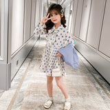 Girls Casual Blazer Solid Color Dot Dress Set Suit