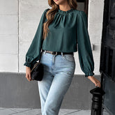 Simple Style Long Sleeve Solid Color Stringy Selvedge Shirt