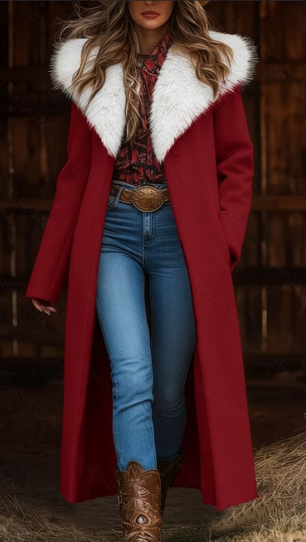 Fashion Retro Women's Coat, Warm Printed Long Coat - MyStylz