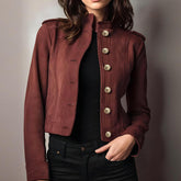 Women's Fashion Retro Long Sleeve Short Suede Jacket