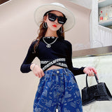 Girls' Loose Jeans Big Kids Long-sleeved Bottoming Shirt