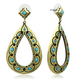LO3850 - Antique Copper Brass Earrings with Top Grade Crystal in