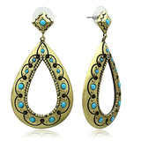 LO3850 - Antique Copper Brass Earrings with Top Grade Crystal in