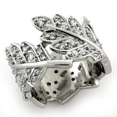 LOAS1098 - Rhodium 925 Sterling Silver Ring with AAA Grade CZ in