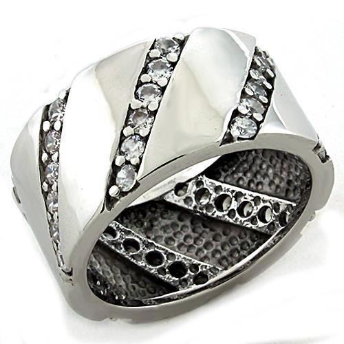LOAS1192 - Rhodium 925 Sterling Silver Ring with AAA Grade CZ in
