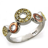LOAS1204 - Gold+Rhodium 925 Sterling Silver Ring with AAA Grade CZ in