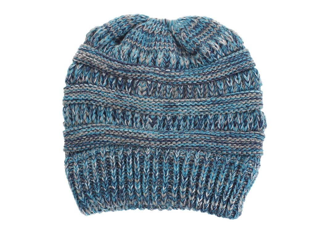 Mixed Color Knitted Wool Hat Ladies Non - labeled Ponytail Hat - MyStylz