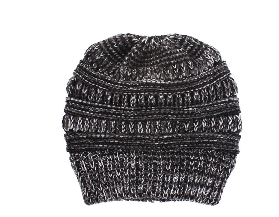 Mixed Color Knitted Wool Hat Ladies Non - labeled Ponytail Hat - MyStylz