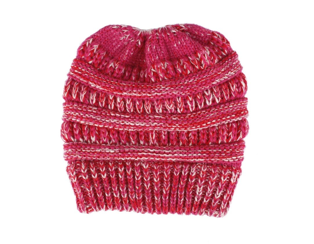 Mixed Color Knitted Wool Hat Ladies Non - labeled Ponytail Hat - MyStylz