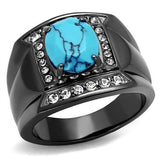 TK2662 - IP Light Black (IP Gun) Stainless Steel Ring with Synthetic