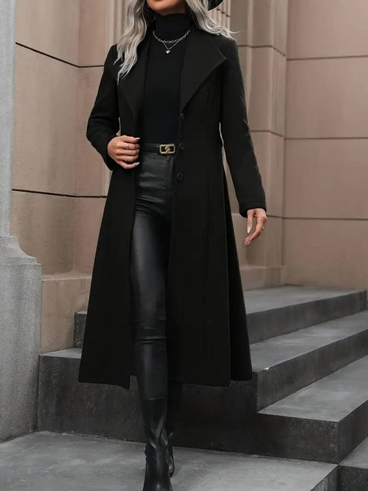 Women's Minimalist Basic Belt King - size Coat - MyStylz