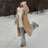 Women's Polyester Long Button Cashmere Coat - MyStylz