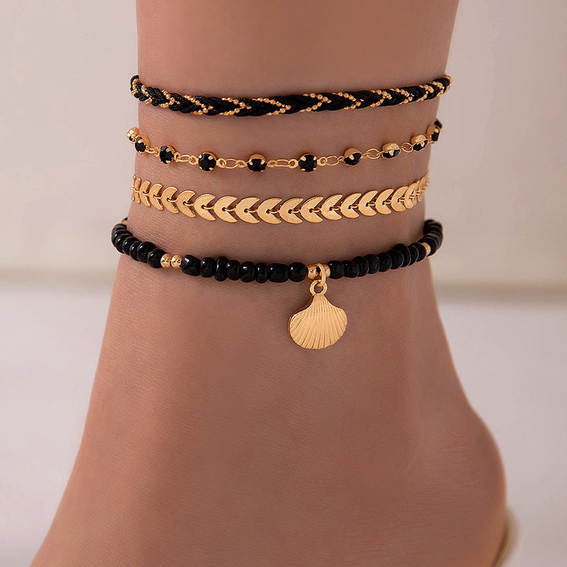 4pcs Set Bohemian Anklet Set Summer Fashion Jewelry