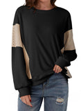 Striped Color-blocked Round Neck Versatile Casual Long-sleeved Sweatshirt