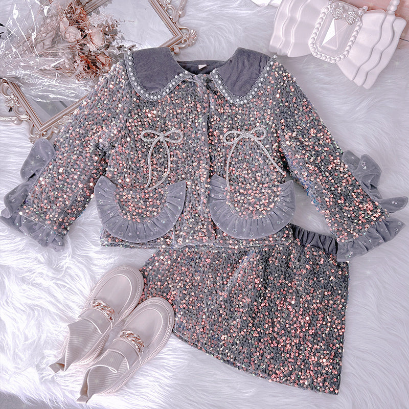 Girls Spring  Small Fragrance Fashion Dress Set